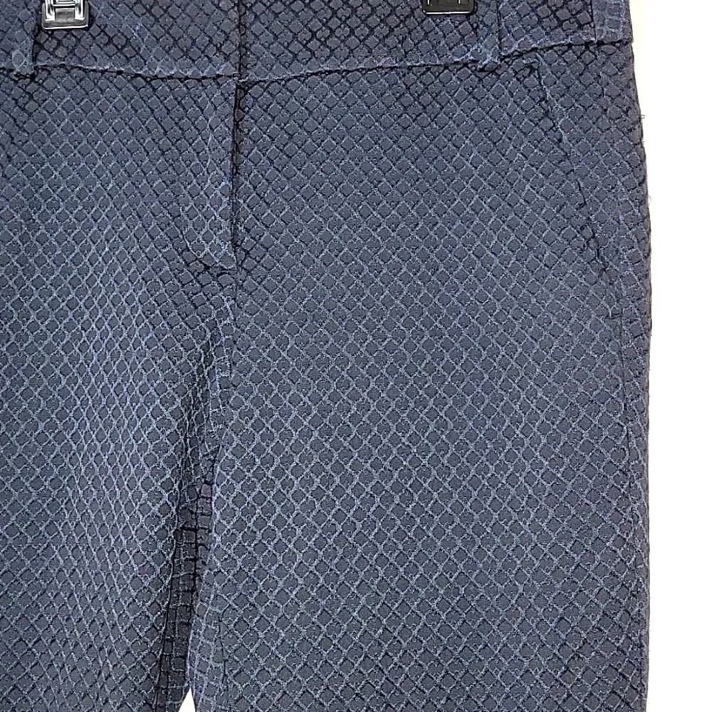 LOFT dress pants "Marissa Skinny" size 8 tall, black with navy diamond print - Picture 2 of 9